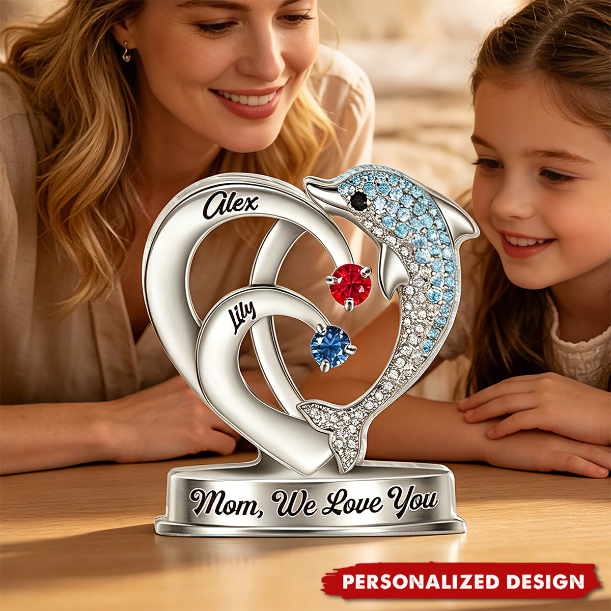 Personalized Dolphin Mom Grandma Plaque