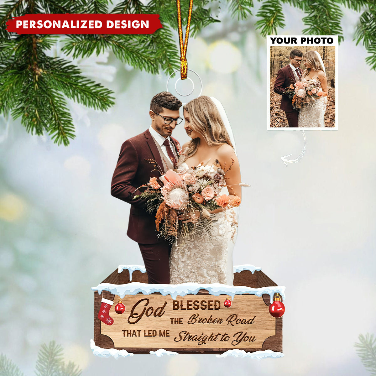 Personalized Photo Christian Couple Acrylic Christmas Ornament-Gifts For Couple