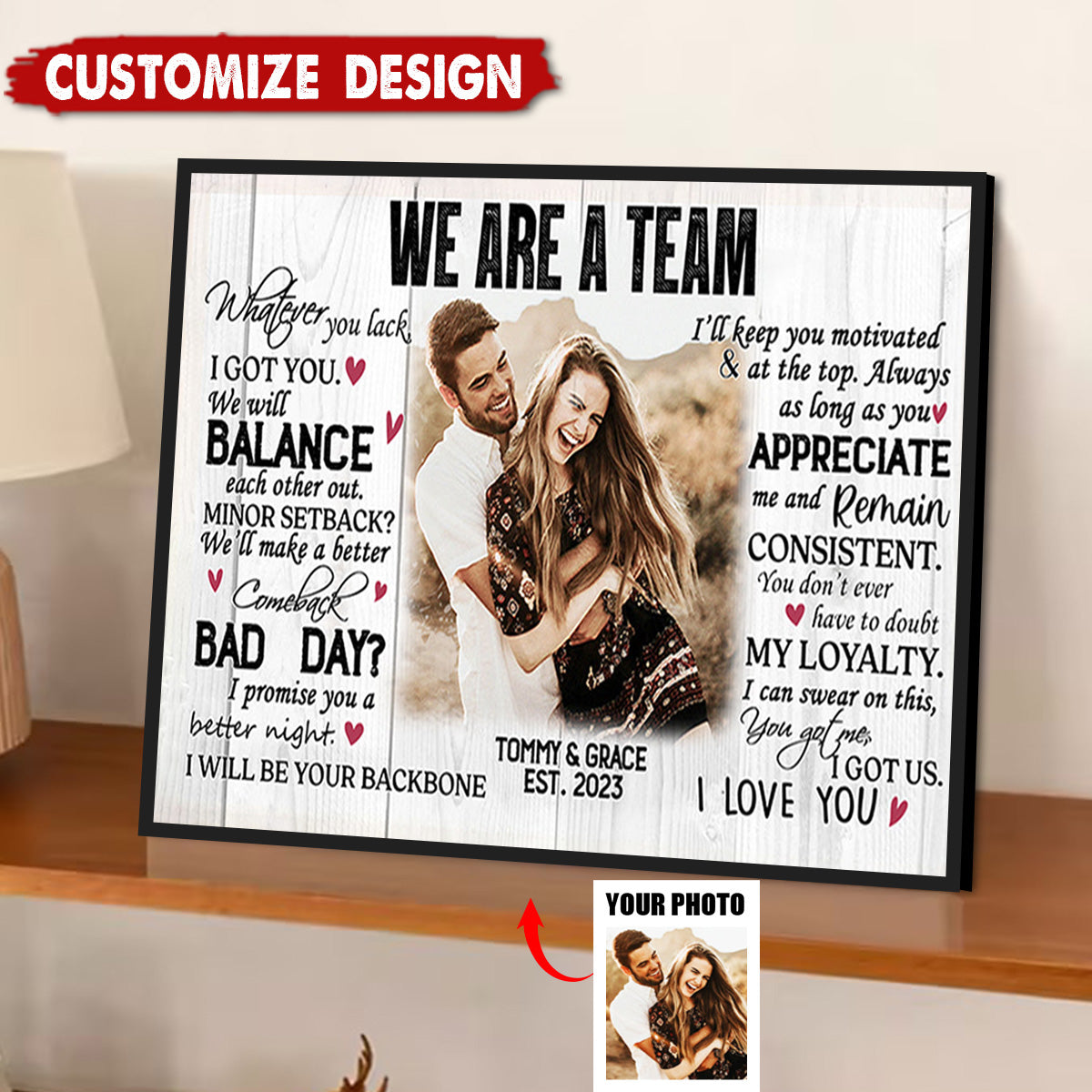 We Are A Team Personalized Couple Poster - Anniversary Gift For  Wife,Husband