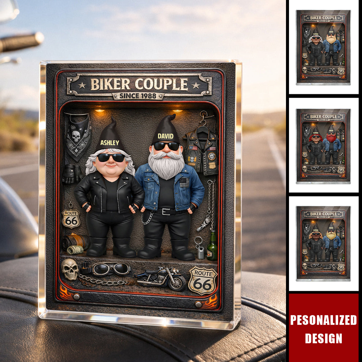Personalized Biker Couple Acrylic Block Plaque - Anniversary, Valentine's Day Gift, Gift For Him, Gift For Her