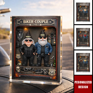 Personalized Biker Couple Acrylic Block Plaque - Anniversary, Valentine's Day Gift, Gift For Him, Gift For Her