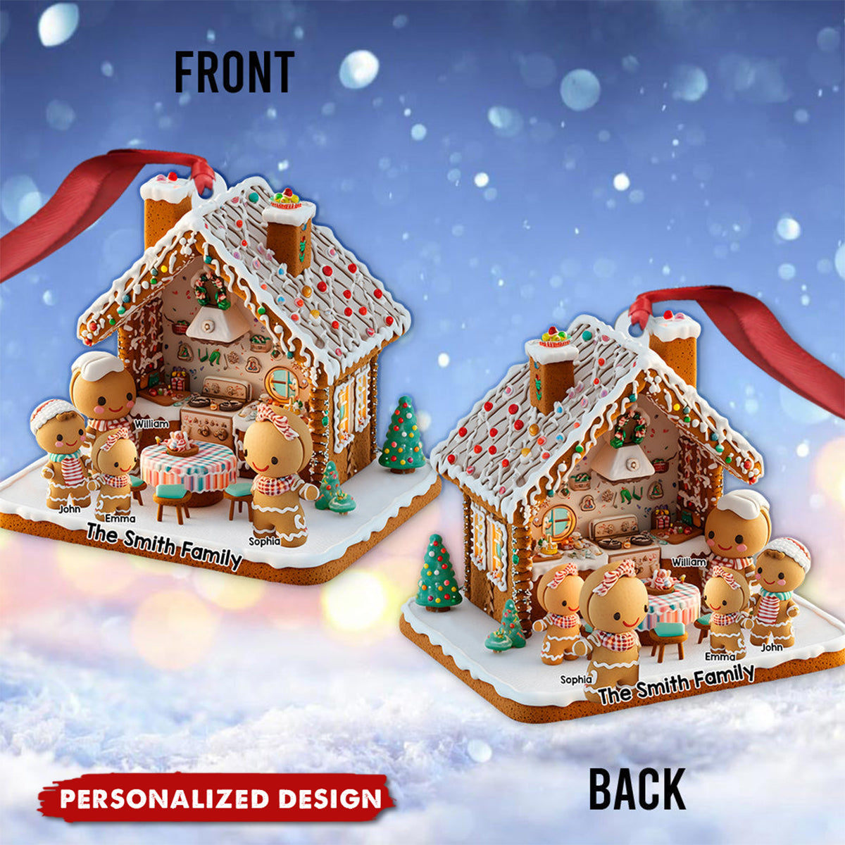 Ginger Bread Family - Personalized Family Ornament