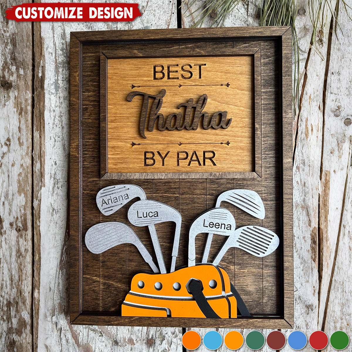 Best Dad by Par-Personalized 2-Layered Wooden Plaque-Father’s Day Gift