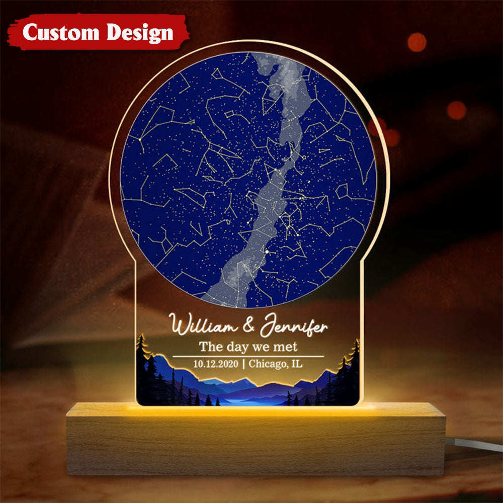 The Day We Met - Couple Personalized Shaped 3D LED Light - Gift For Couple