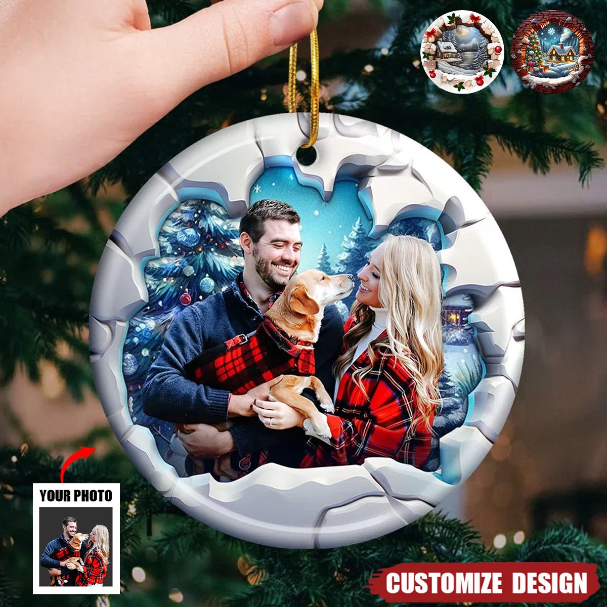 2024 New Release - Custom Photo Together Is The Best Gift Of All - Family Personalized Ceramic Round Shaped Ornament