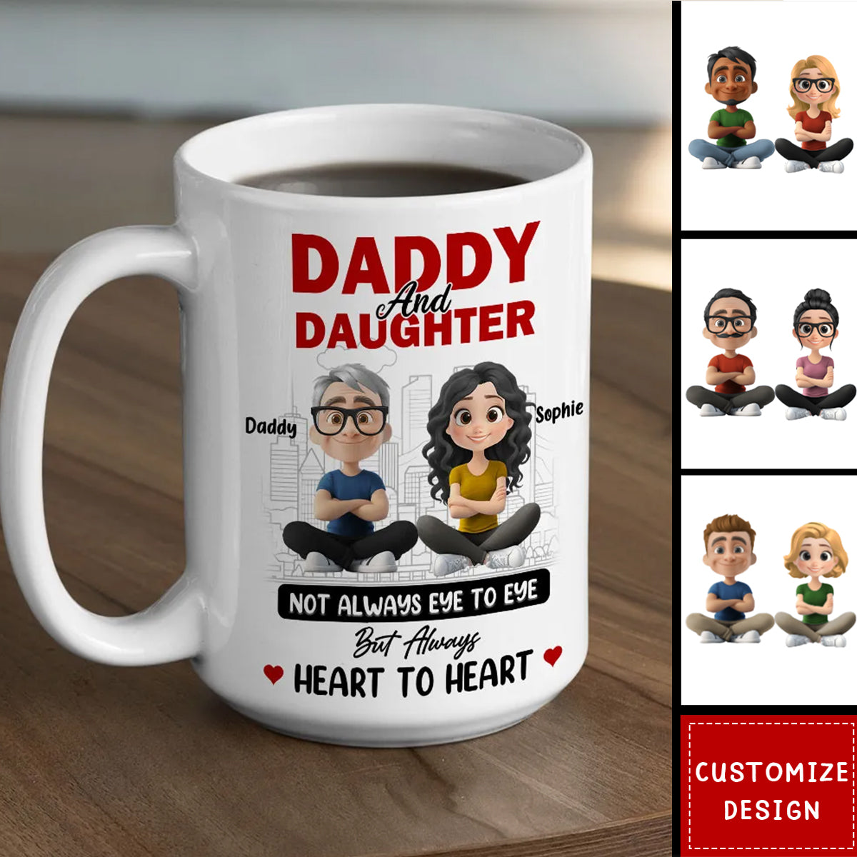 Dad And Daughter Share Love - Personalized Custom Coffee Mug