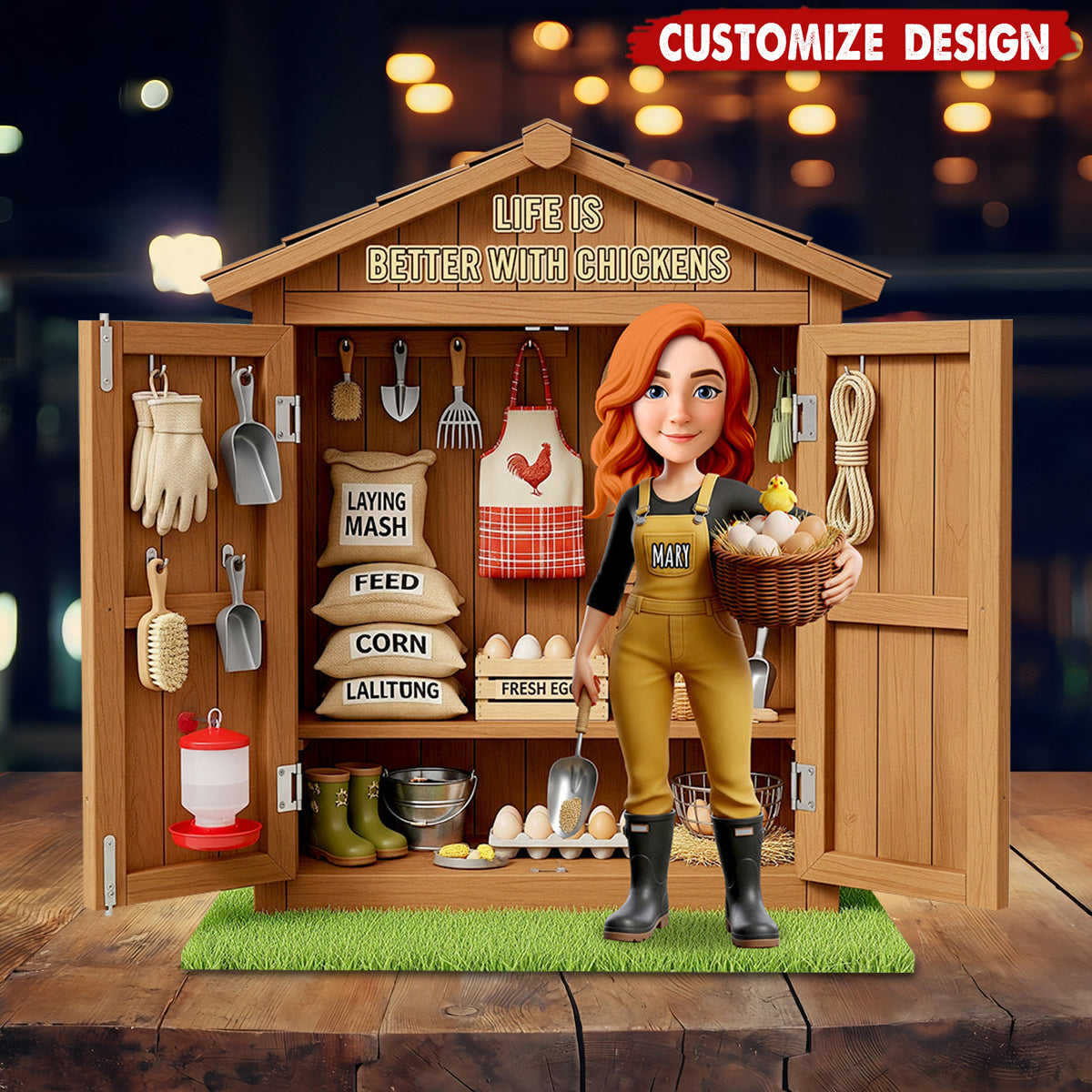 Chicken Girl Acrylic Plaque Personalized - Gifts For Farmers