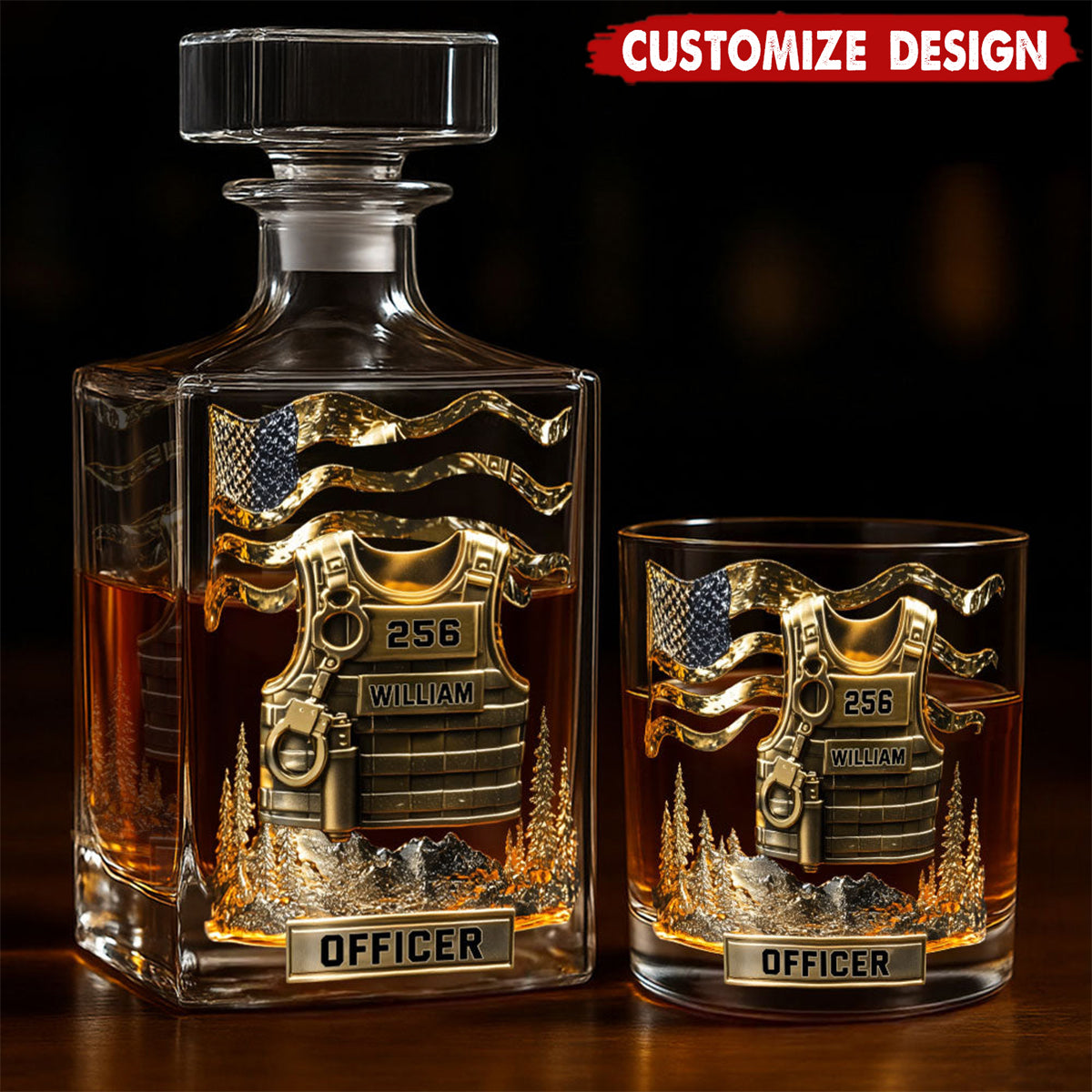 Serve And Protect - Personalized Police Officer Whiskey Glass