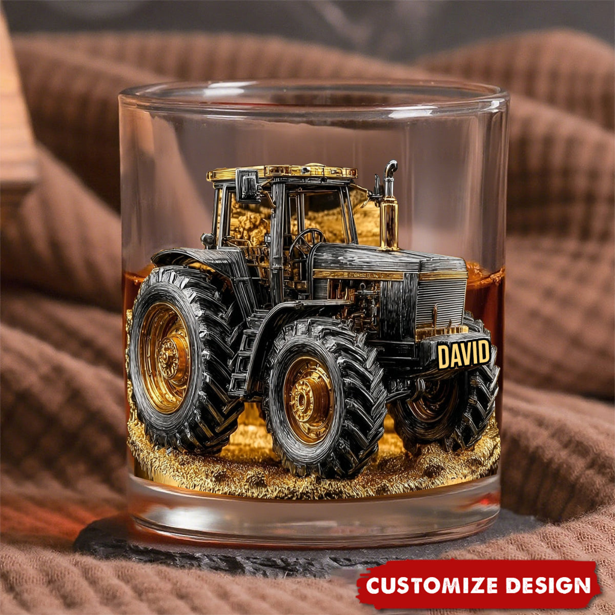 Strong Farmer - Personalized Tractor Whiskey Glass