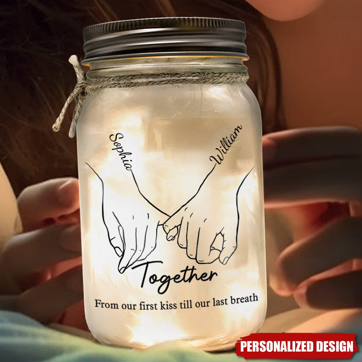 I Love You Forever & Always-Personalized Mason Jar Light-Gift For Husband Wife, Anniversary