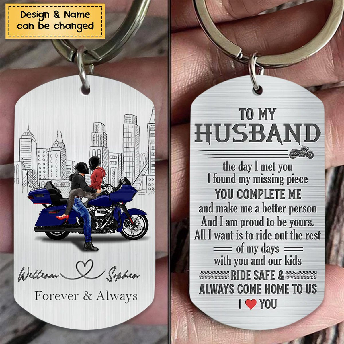 Personalized Biker Husband Keychain- Gift Idea For Husband