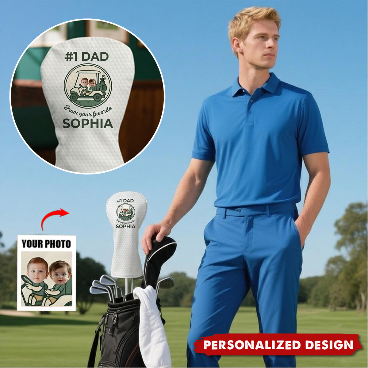 Best Dad by Par-Personalized Golf Head Cover-Gift for Dad