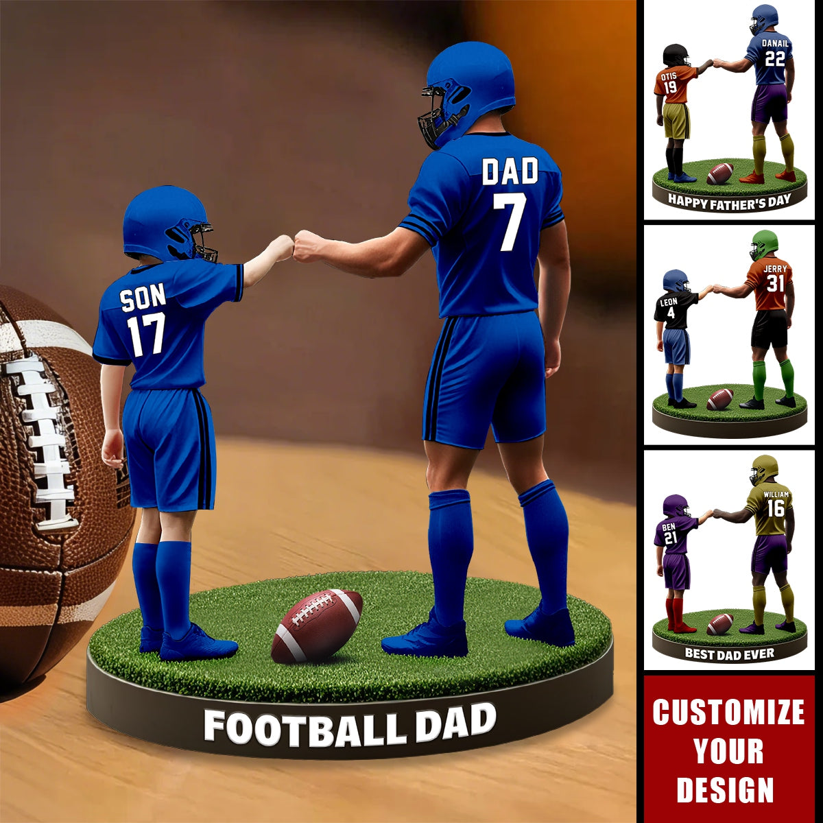 Football Dad And Kid - Personalized Acrylic Plaque, Father's Day Gift for Dad, Gift for Husband