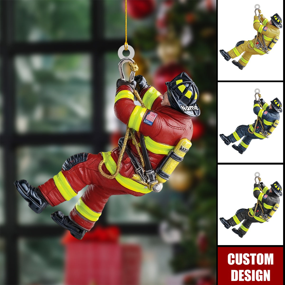Personalized Firefighter Christmas Ornament - Custom Fireman Gift
