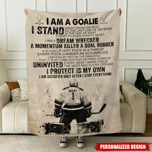 Personalized Hockey Goalie Blanket-Gift For Hockey Goalie Lovers
