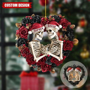 Personalized Skeleton Couple Acrylic Christmas Ornament -  Gifts For Lovers