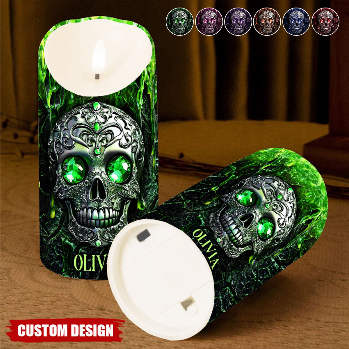 Spooky Season - Personalized Skull Flameless Candle