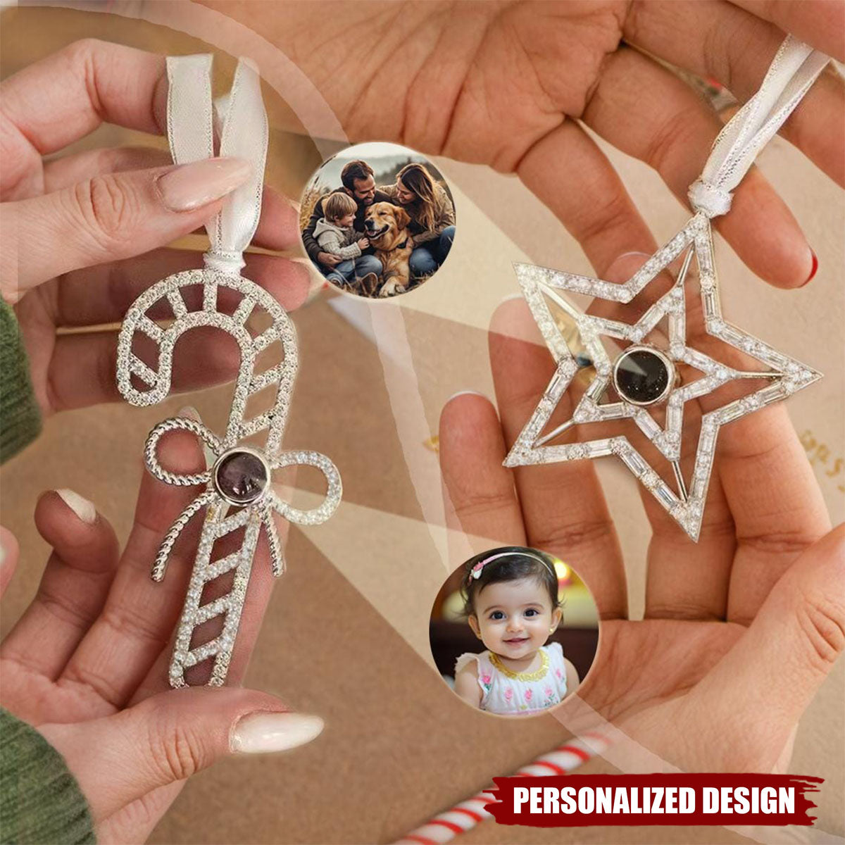 Personalized Pet Photo Projection Ornament for Christmas