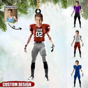 Custom Photo Football Player Christmas And Car Ornament - Gift For Football Lovers