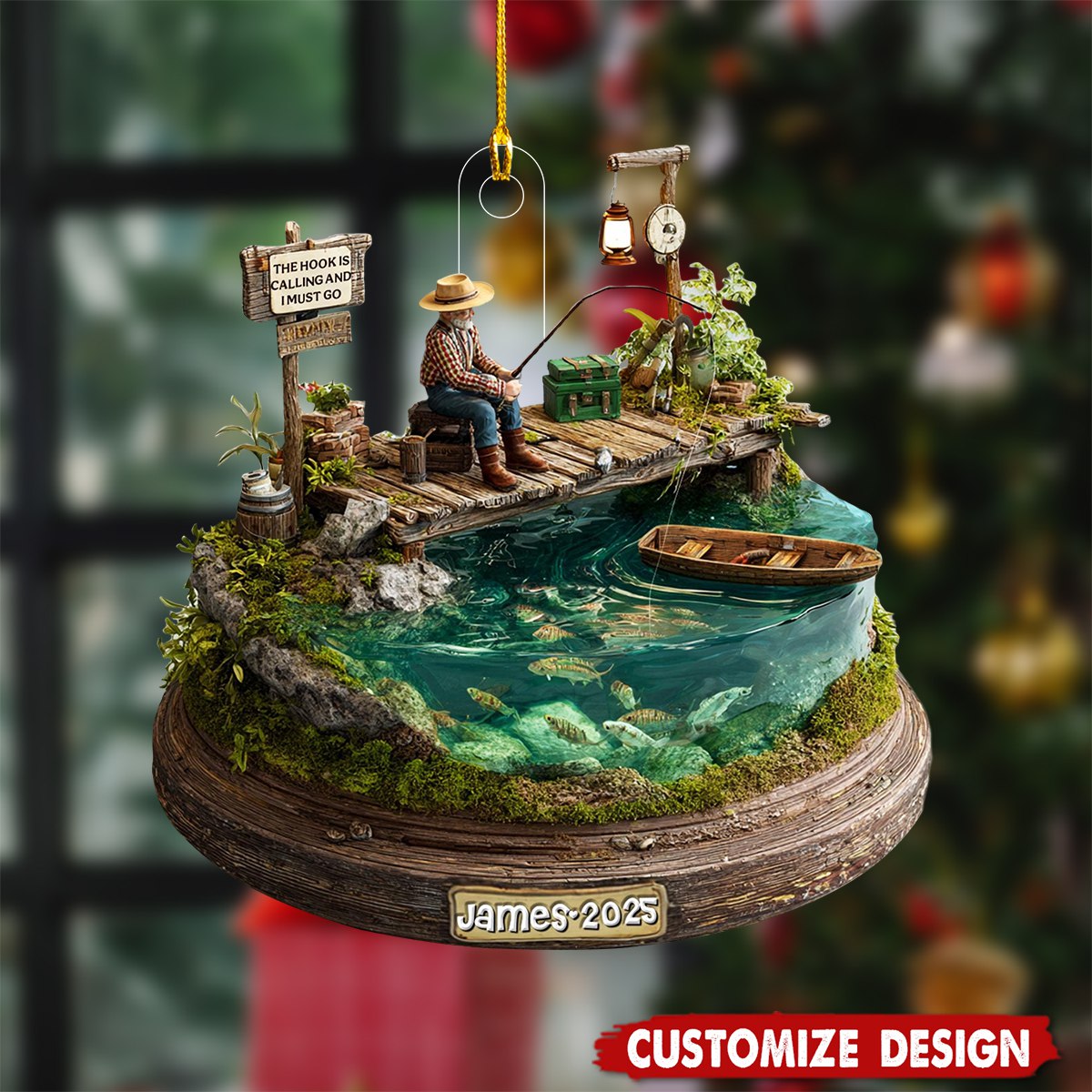 Personalized Fishing Christmas Acrylic Ornament - Gift For Fishing Lovers, Fishing Dad Gift