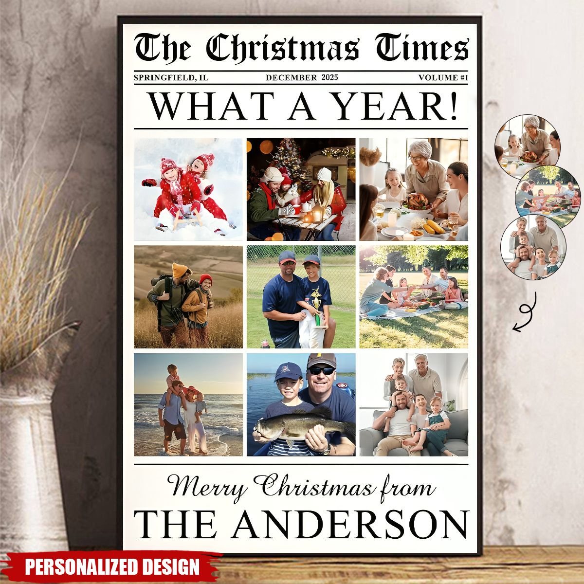 What A Year-Personalized Family Photo Christmas Poster-Gift for Family