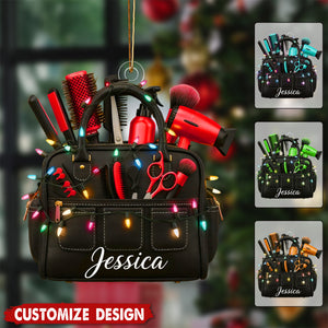 Personalized Hairstylist Bag Christmas Ornament  - Gift for Hairdresser And Barber