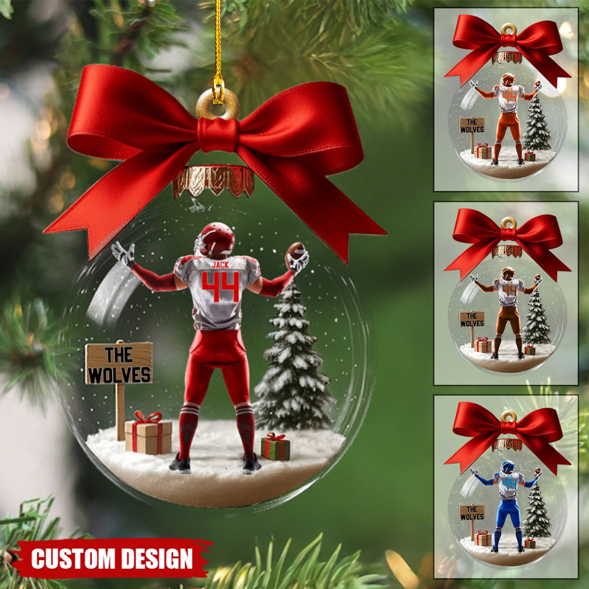 Football Team - Personalized Football Transparent Ornament