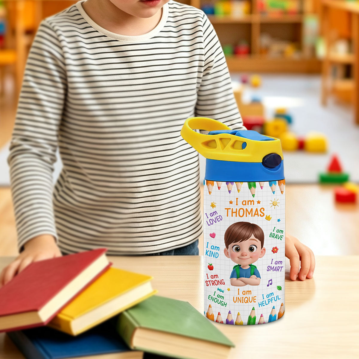 Custom Kids Insulated Water Bottle - Personalized Back To School Gifts For Kids - Ready Set Learn