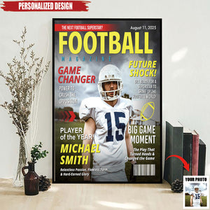 Custom Football Magazine Cover Poster, Gift For Football Player