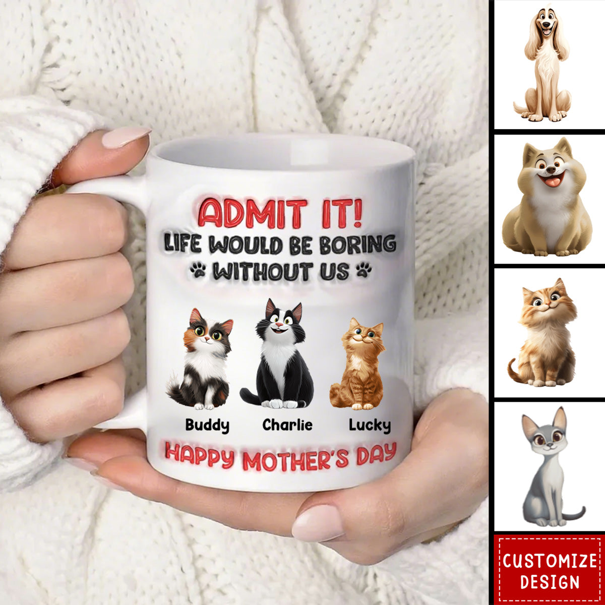 Admit It Life Would Be Boring Without Us, Funny Cartoon Pet Personalized Mug