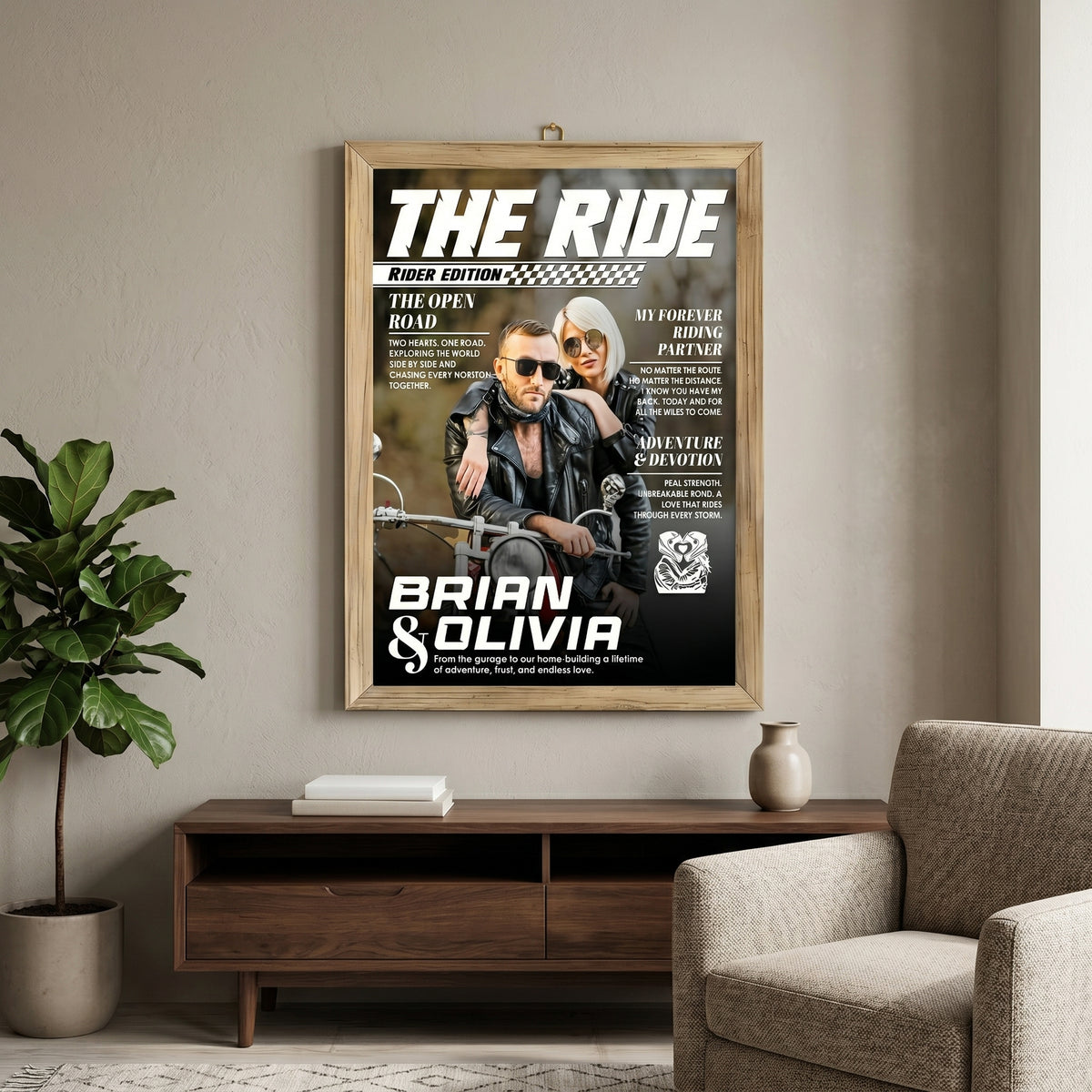 Personalized Motorcycle Magazine Cover Poster - Biker Couple Gift for Anniversary