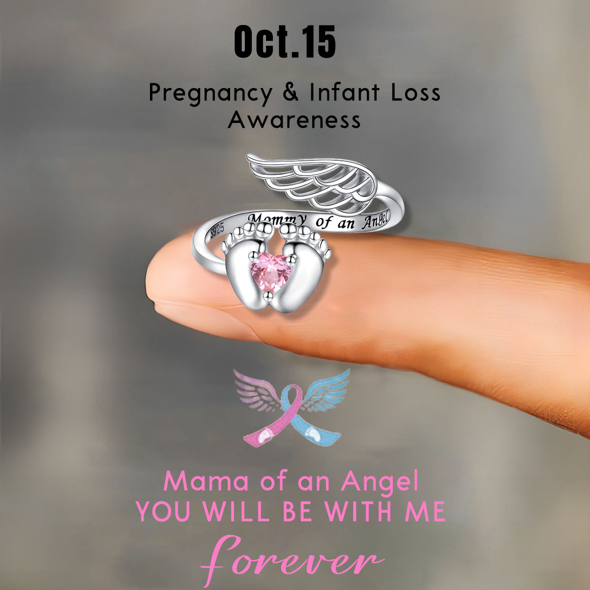 Personalized Sterling Silver Miscarriage Ring-Memorial Losing Gifts
