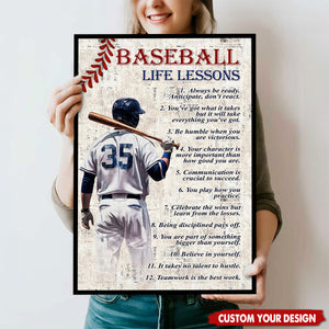 Personalized Baseball Life Lessons Poster - Gift For Baseball Athletes, Coaches, and Fans