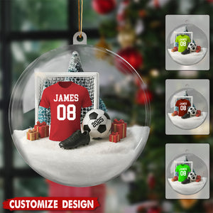 Personalized Dream Locker Soccer Jersey Snow Globe Christmas Ornament - Gift for Soccer Players, Son, Daughter, Grandkids, Team Members
