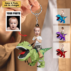 Gift For Kid, Personalized Keychain, Dinosaur Custom Image Upload Keychain