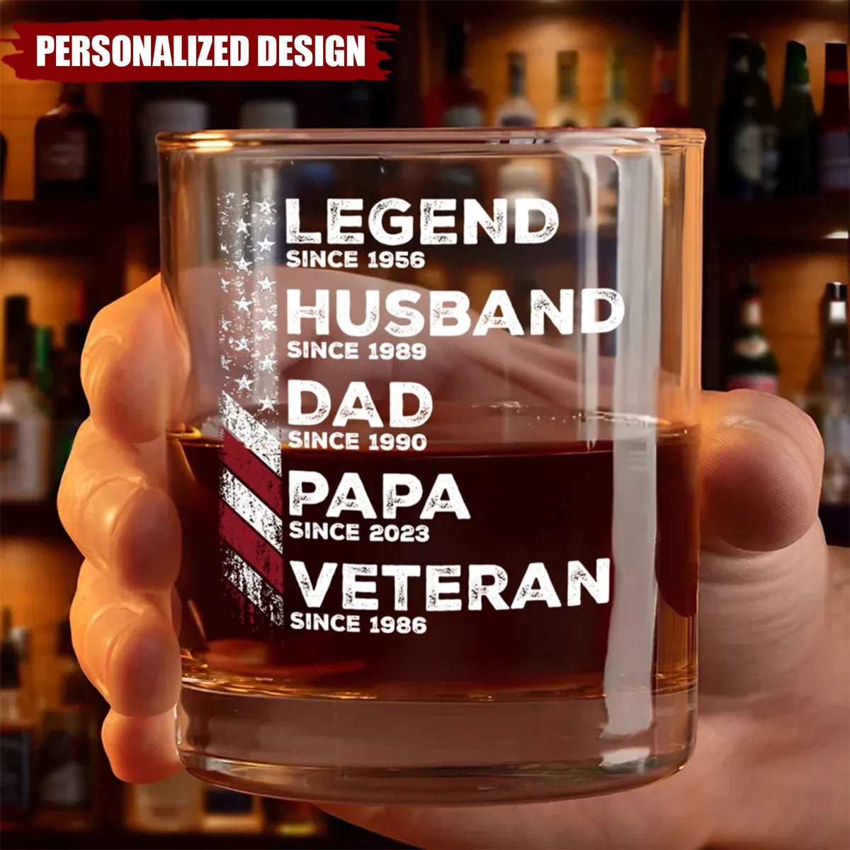 Legend Husband Daddy Since Personalized Whiskey Glass, Father's Day Gift