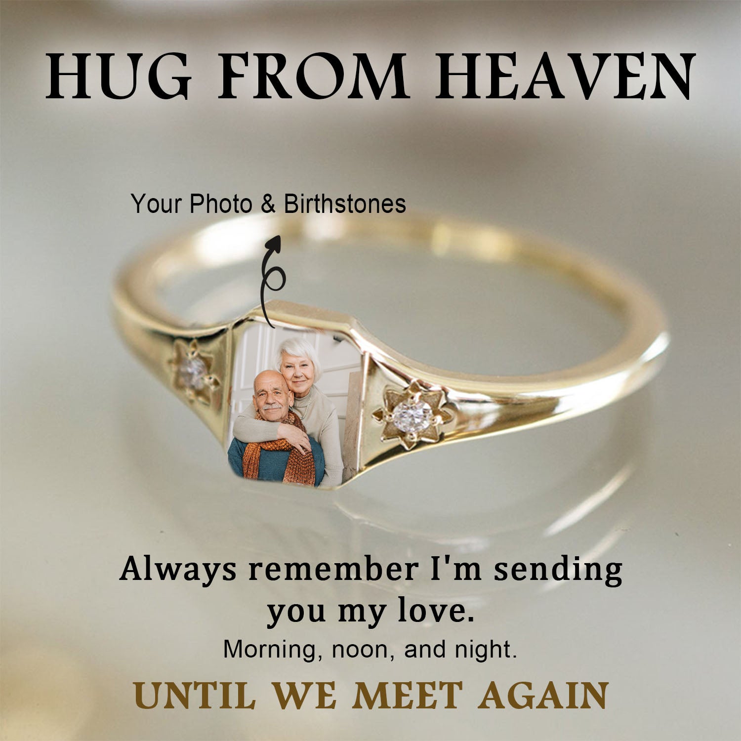 Personalized Memorial Rings With 2 Birthstones, Sympathy Gift For Friend Or Family