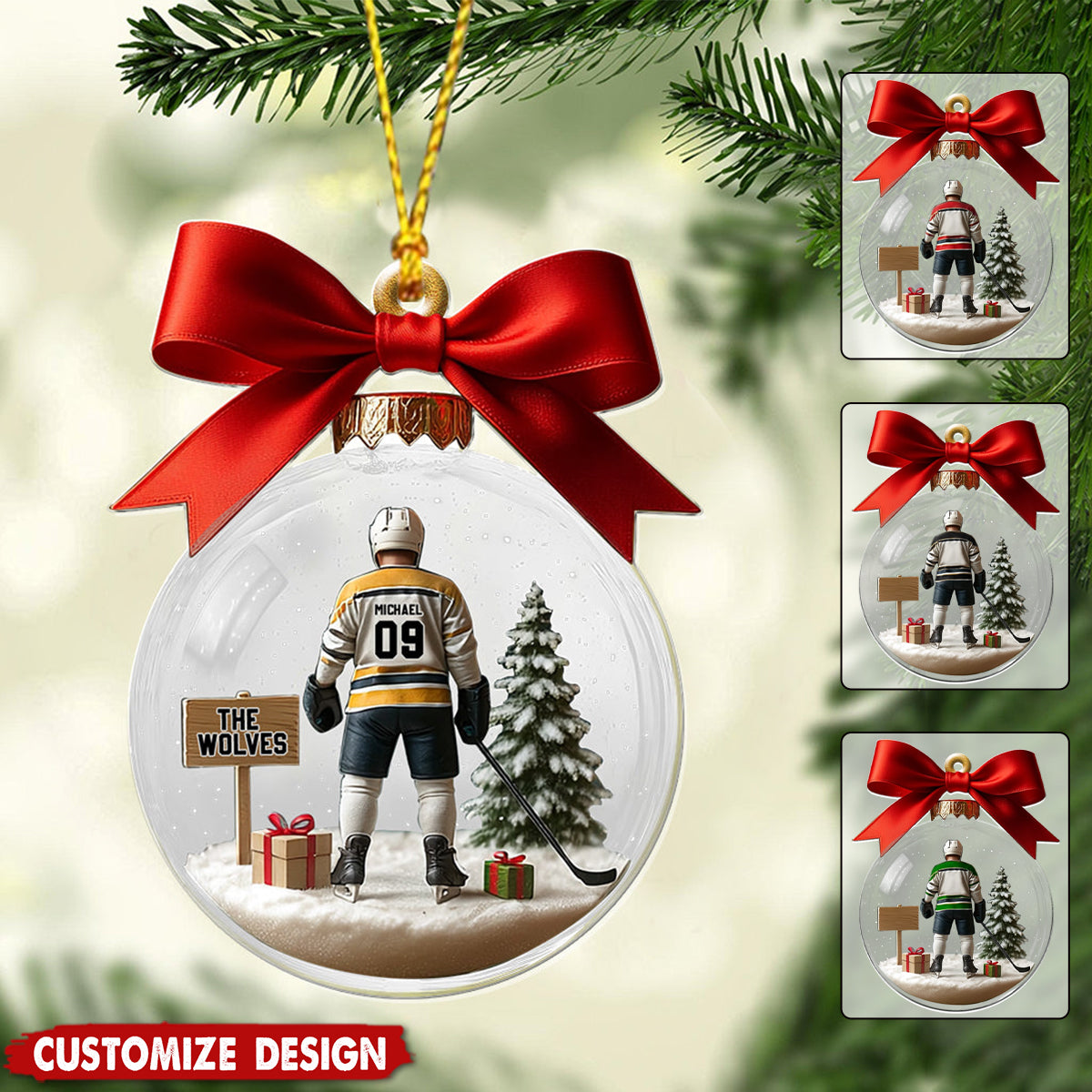 Hockey Team - Personalized Hockey Transparent Ornament