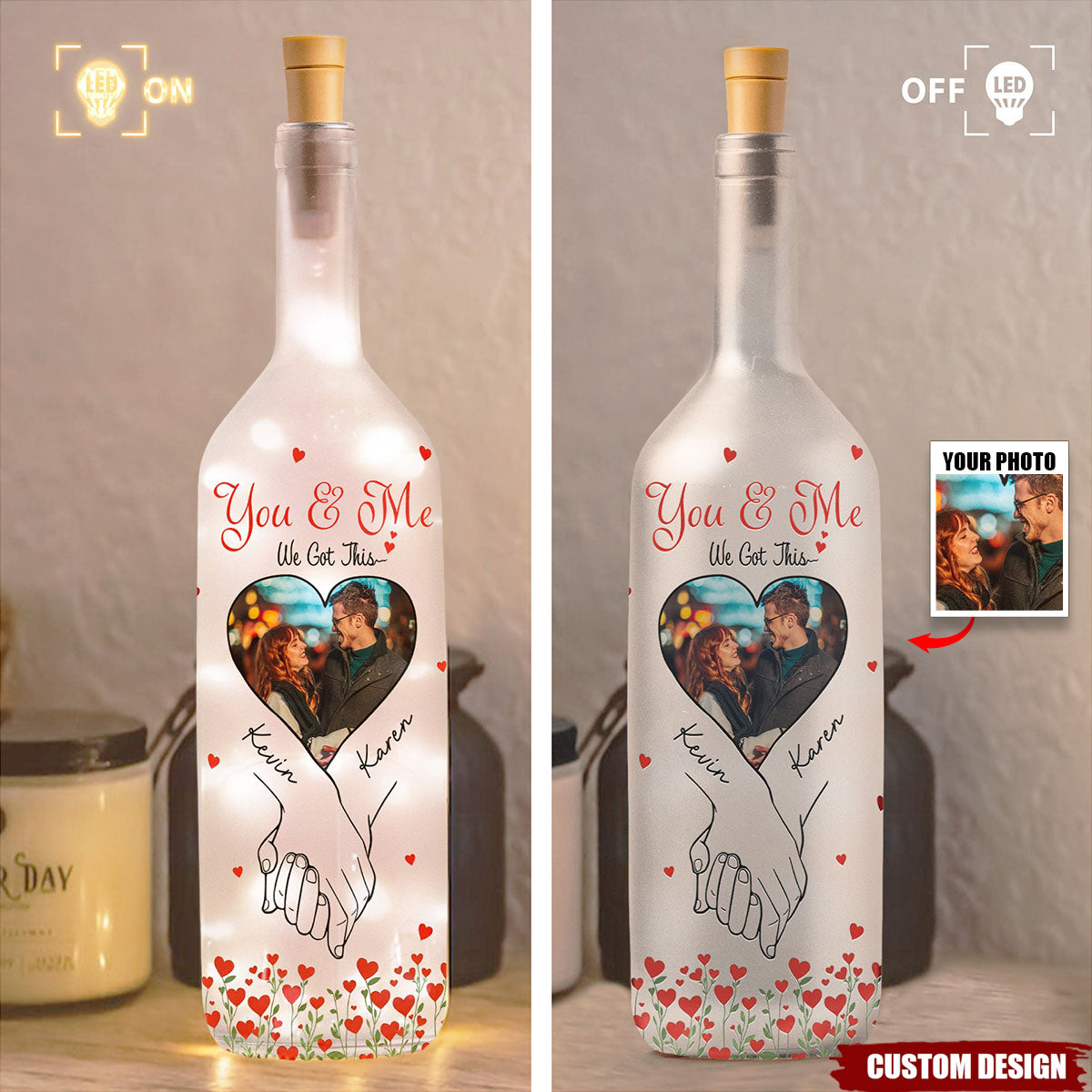 You And Me We Got This - Personalized Photo Bottle Lamp