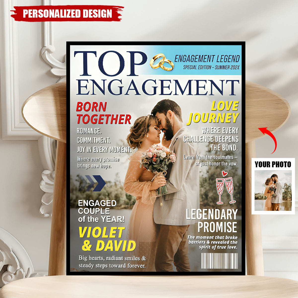 Personalized Engagement Magazine Poster-Gift For Engaged Couple