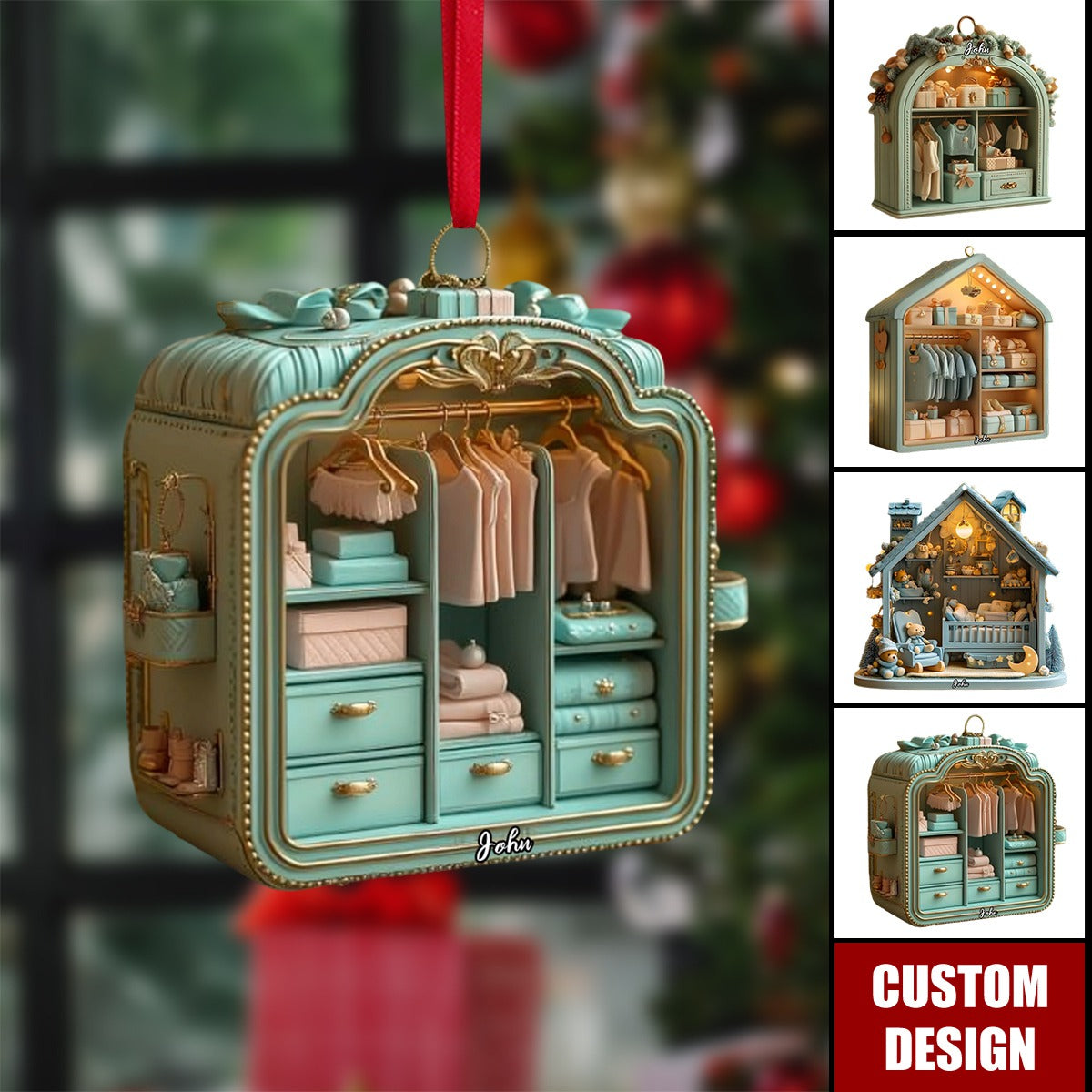 Personalized Blue Baby Room Ornament - Gift For New Parents