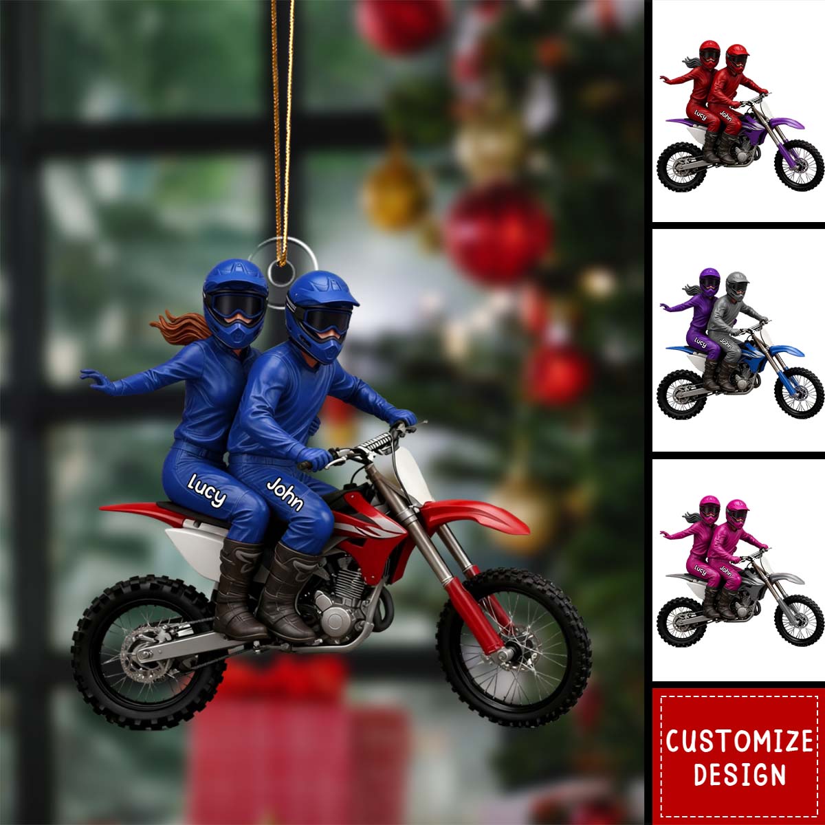 Personalized Biker Couple Motorcycle Ornament