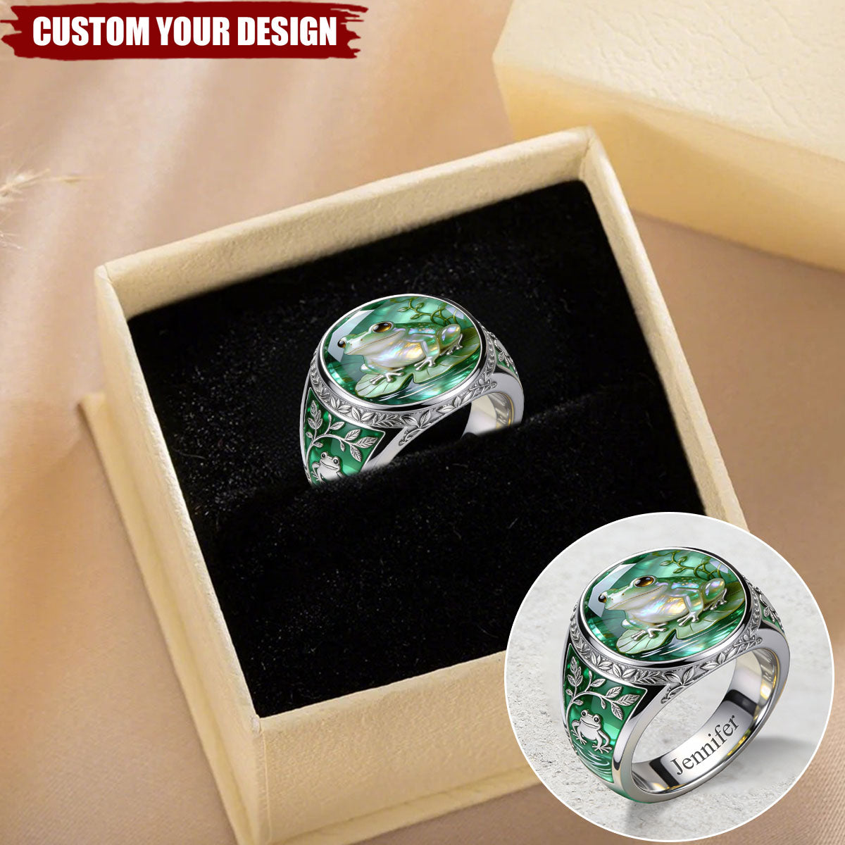 Just A Girl Who Loves Frog - Personalized Frog Signet Ring