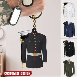 Navy - Air Force - Army - Marine Uniform On A Clothes Hanger- Personalized Keychain
