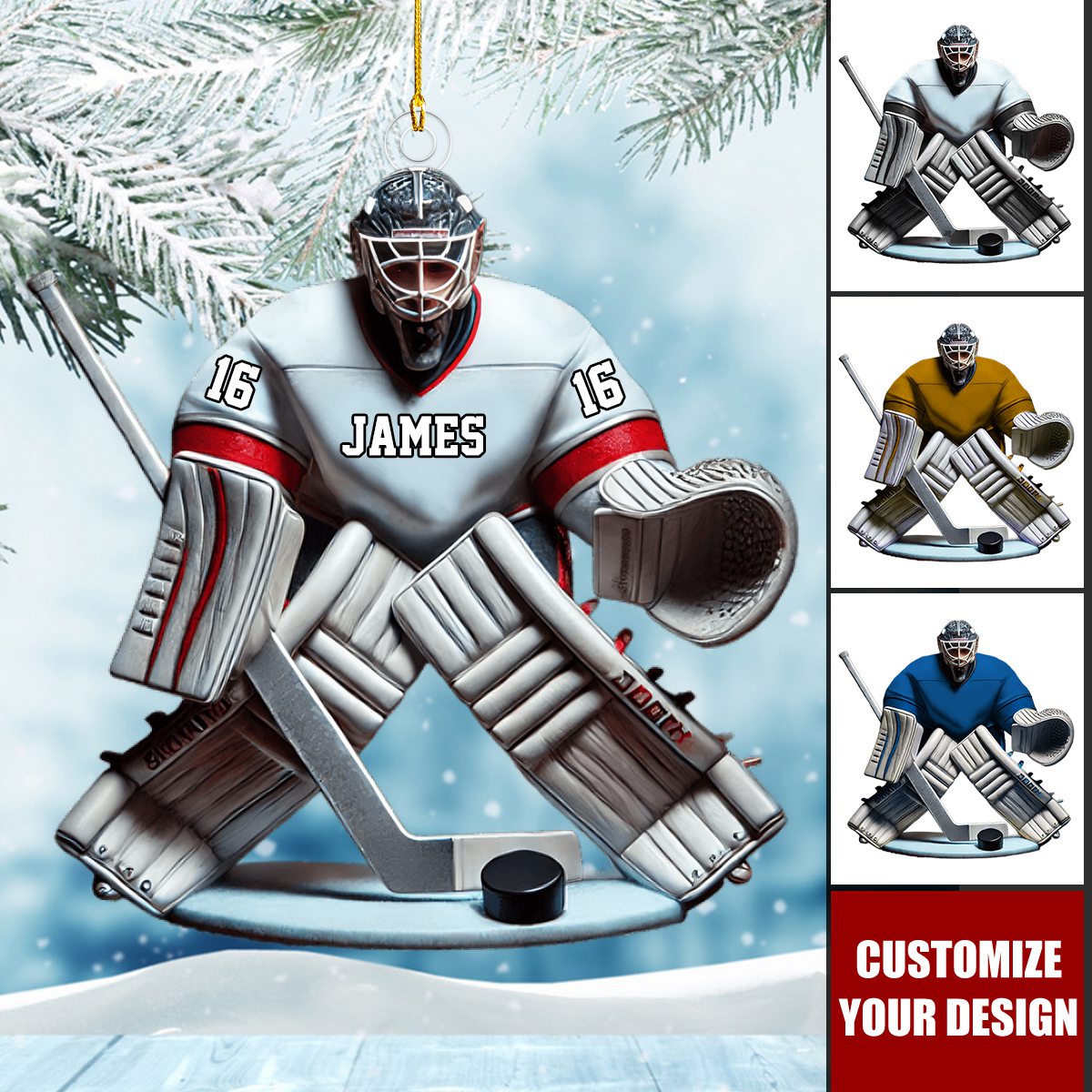 Personalized Hockey Goalie Christmas Ornament