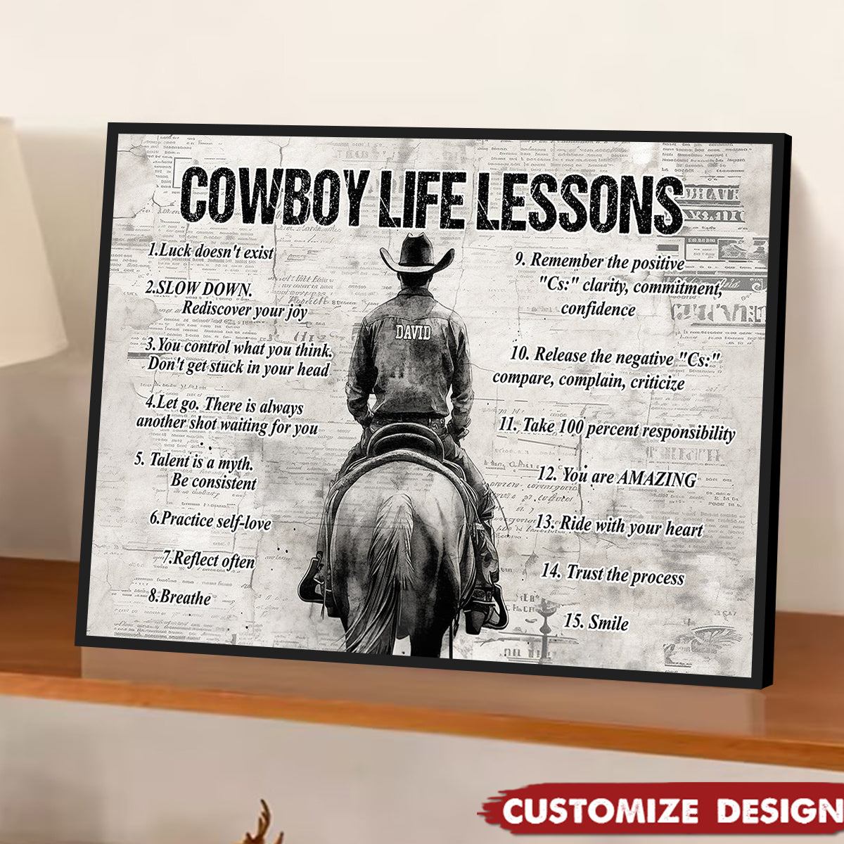 Personalized Cowboy Life Lessons Cool Quotes Poster - Gift For Cowboy