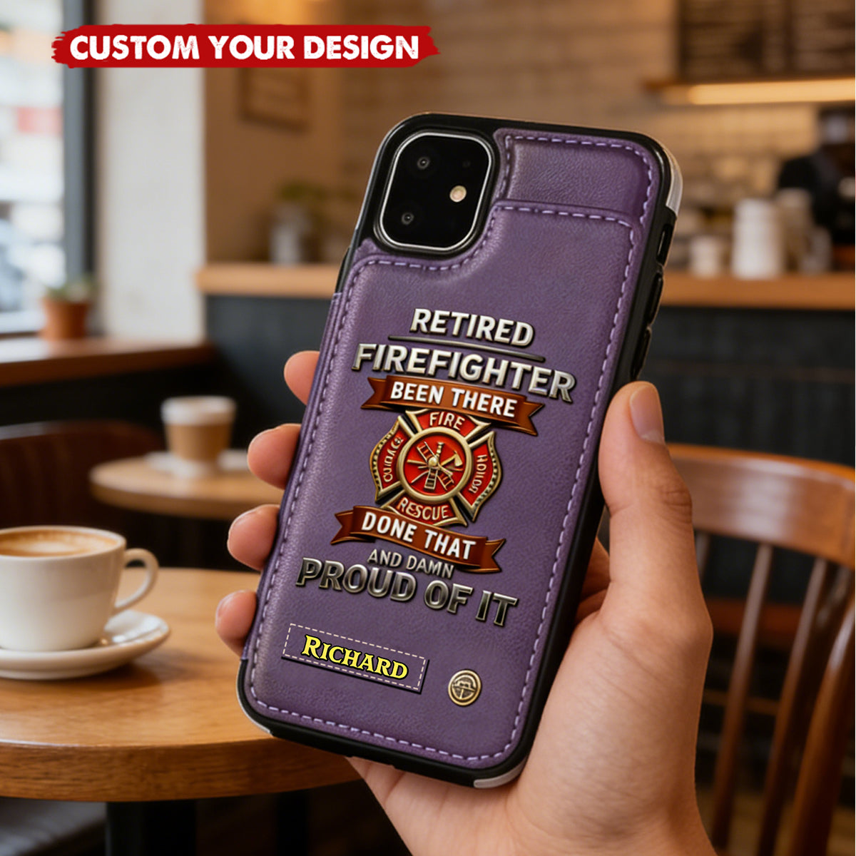 Personalized Retired Firefighter Wallet Phone Case