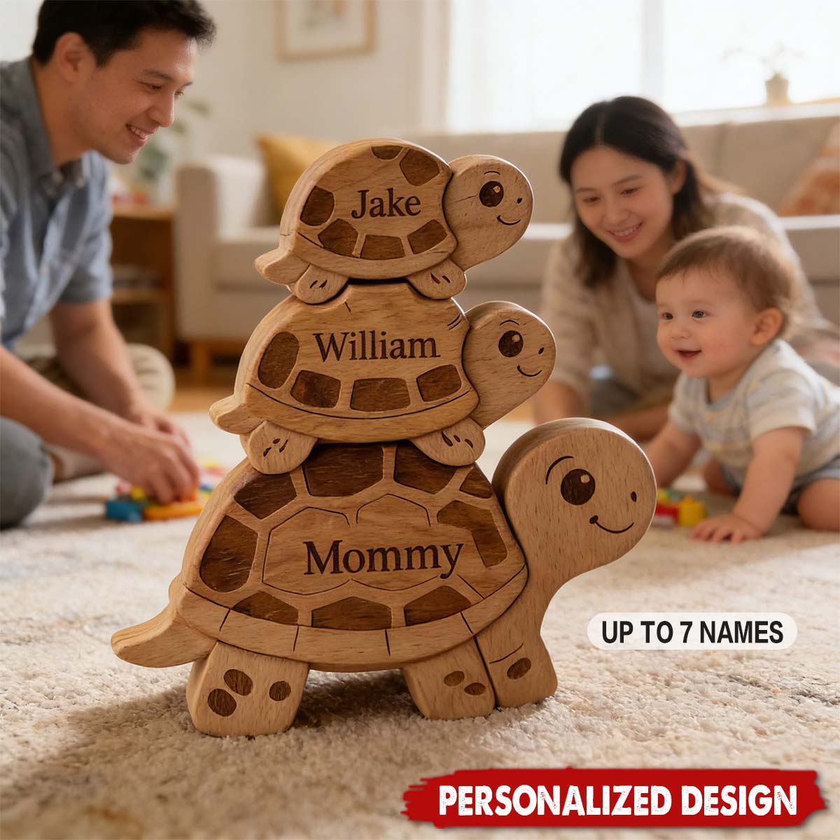 Personalized Wooden Turtle Puzzle