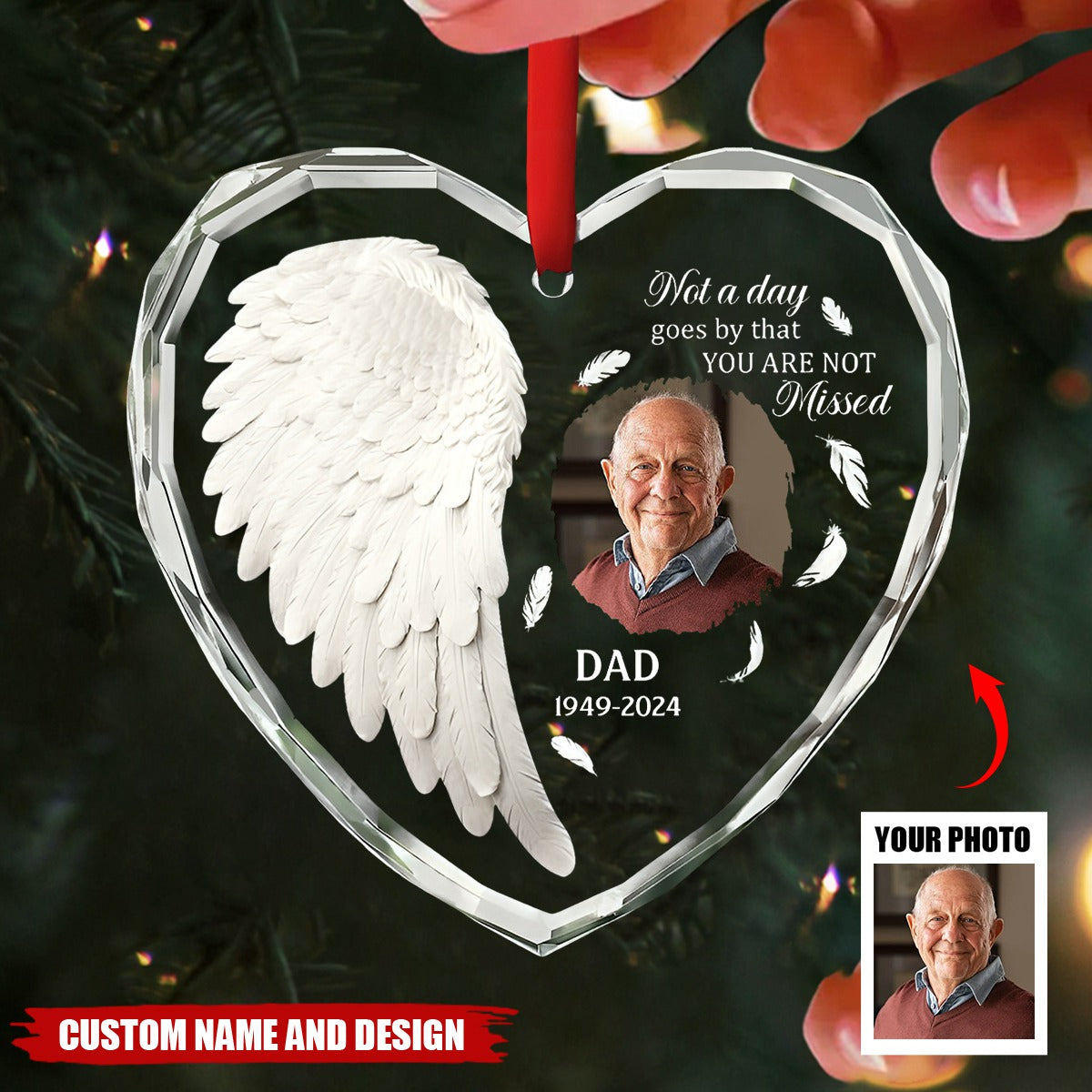 Personalized Custom Angel In Heaven Glass Ornament