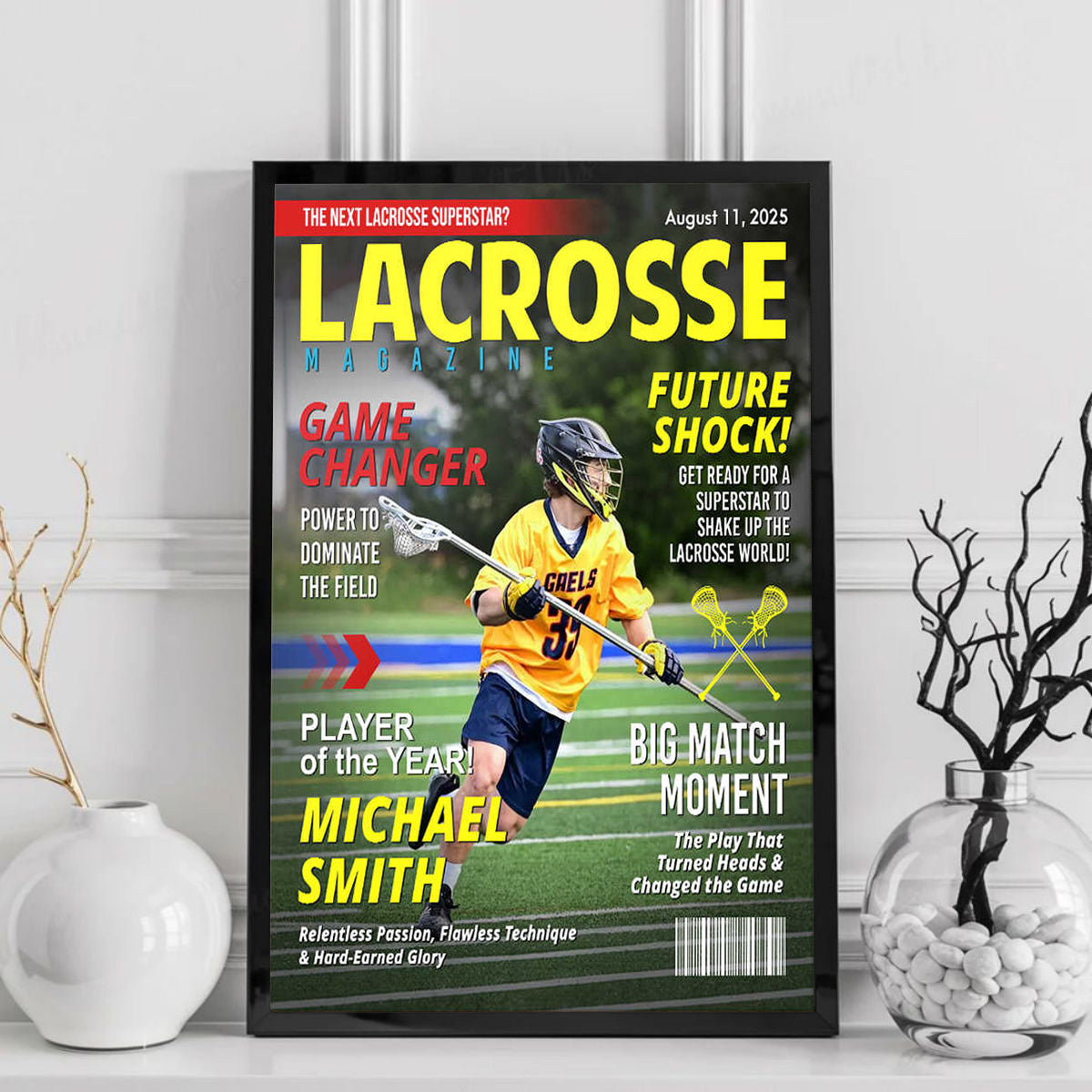 Custom Lacrosse Magazine Cover Poster, Gift For Lacrosse Player